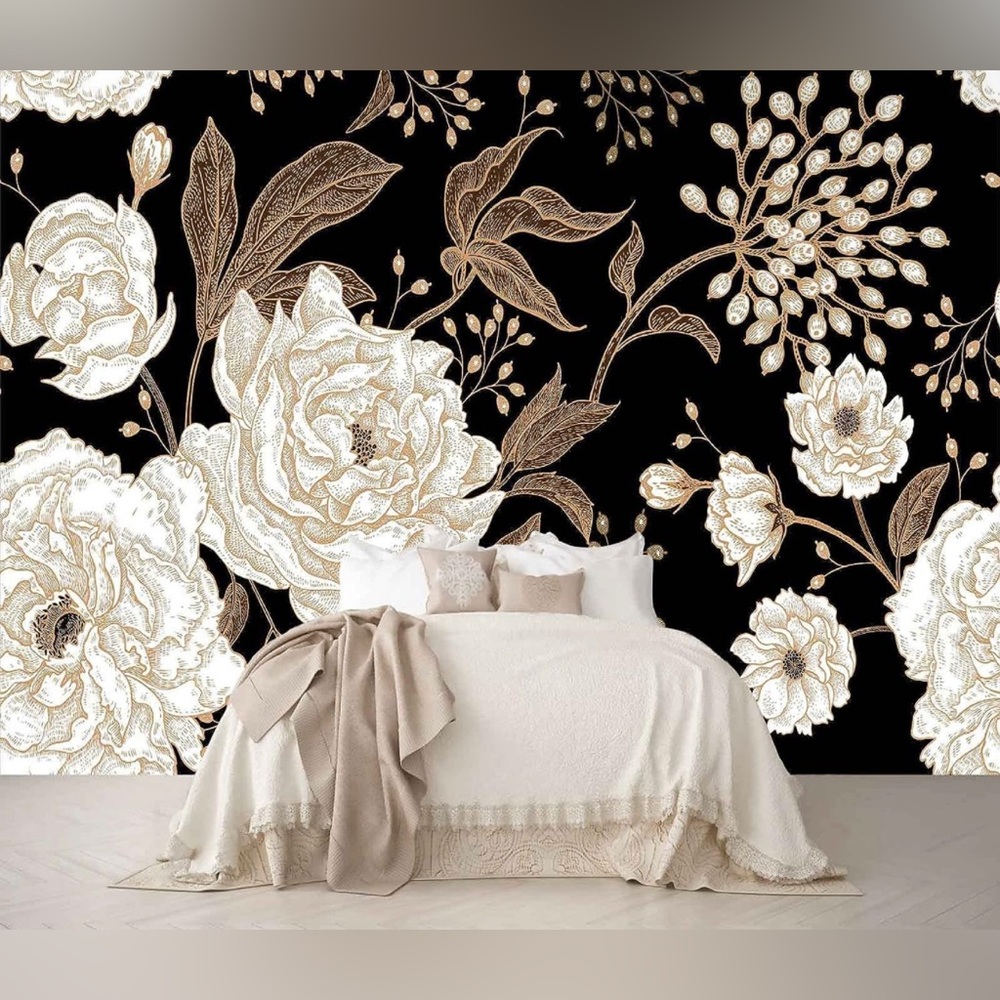 COPY - NIB Wall Mural Seamless Peonies and Roses - 195”x120”